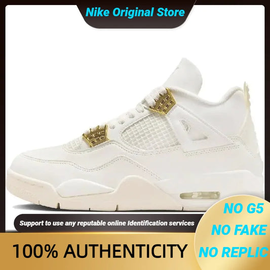 Nike Air Jordan 4 WMNS "Metallic Gold" Sneakers shoes AQ9129-170 With Original Box